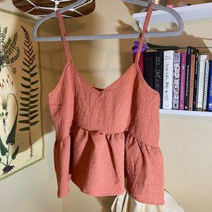Burnt Orange Cropped Frill Tank